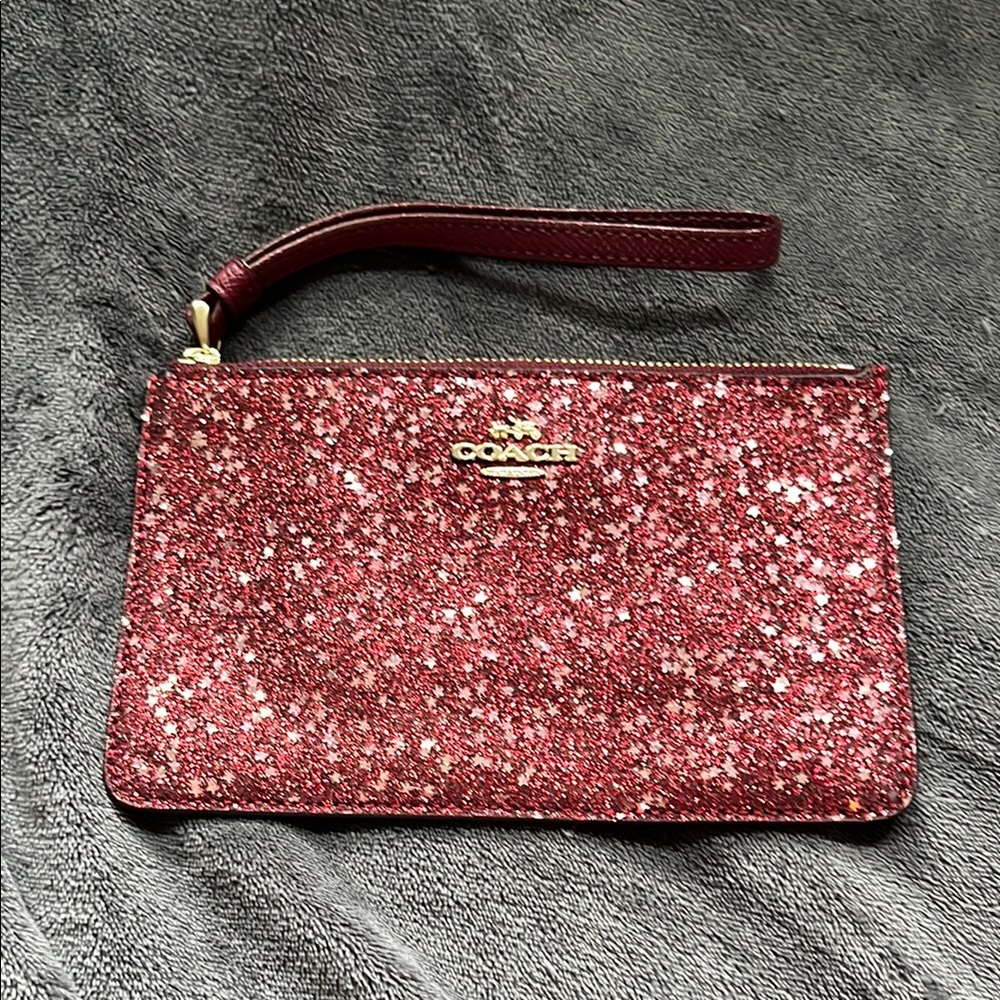 Coach Glitter Wristlet in Burgundy